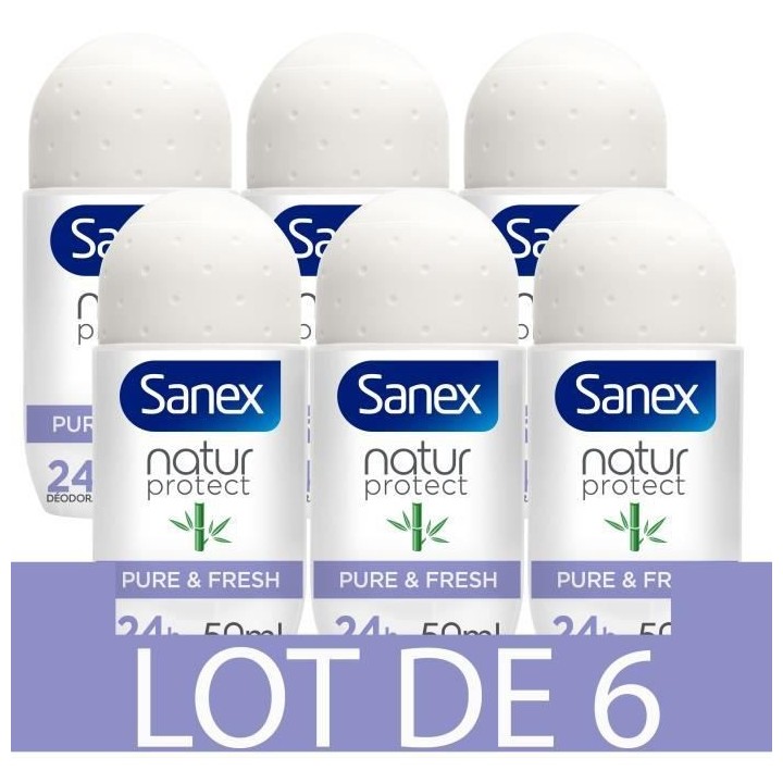 [Lot de 6] SANEX Déodorants naturel Natur Protect Pure & Fresh Bambou