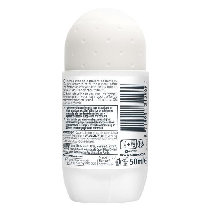 [Lot de 6] SANEX Déodorants naturel Natur Protect Pure & Fresh Bambou