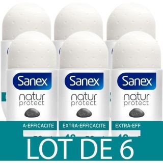 [Lot de 6] SANEX Déodorants Natur Protect extra pierre d'alun bille 5
