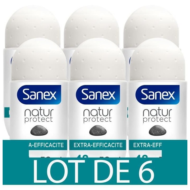 [Lot de 6] SANEX Déodorants Natur Protect extra pierre d'alun bille 5