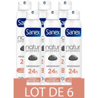 [Lot de 6] SANEX Déodorants Natur Protect Peaux sensibles Pierre d'al