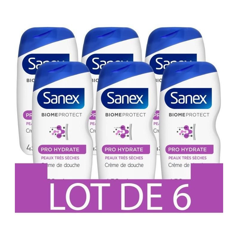 [Lot de 6] SANEX Gels douches Biome Protect Dermo Pro hydrate - 450 ml