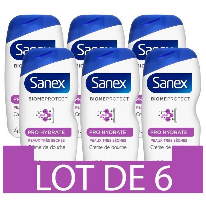 [Lot de 6] SANEX Gels douches Biome Protect Dermo Pro hydrate - 450 ml