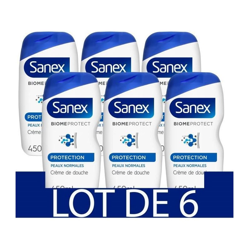 [Lot de 6] SANEX Gels douches Biome Protect Dermo Protection - 450 ml