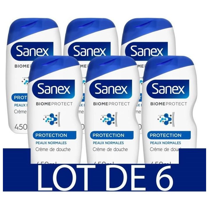 [Lot de 6] SANEX Gels douches Biome Protect Dermo Protection - 450 ml