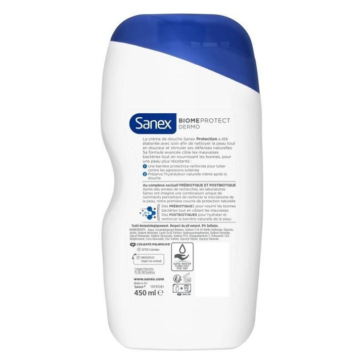 [Lot de 6] SANEX Gels douches Biome Protect Dermo Protection - 450 ml