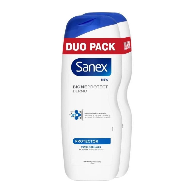 [Lot de 2] SANEX Gels douches Biome Protect Dermo Protection peaux normales - 750ml