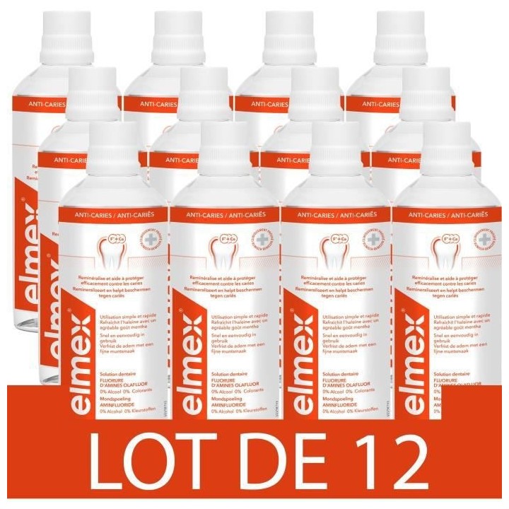 [Lot de 12] ELMEX Bains de bouche Anti-Caries
