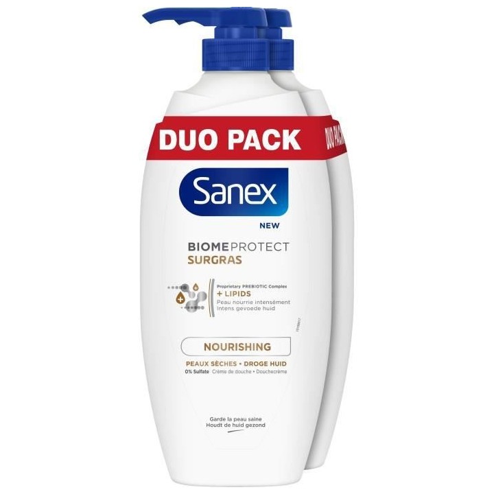 [Lot de 2] SANEX Gels douches Biome protect Surgras pompe - 700ml