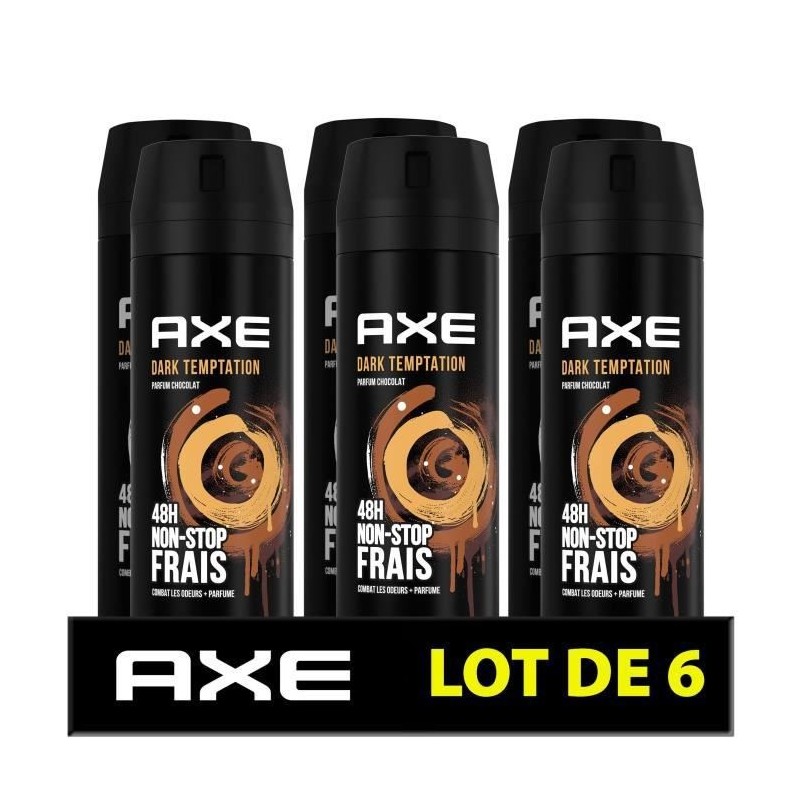 AXE Déodorant Homme Bodyspray Dark Temptation - 48h de Fraîcheur Non-Stop - Antibactérien - Lot de 6 x 200 ml - 1,2 L