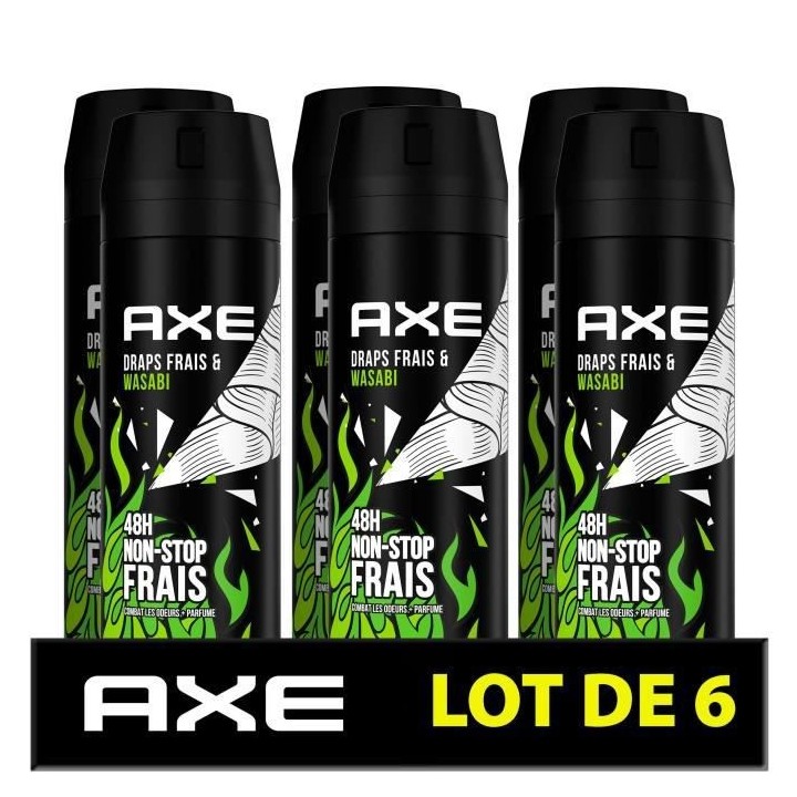 AXE Déodorant Homme Draps Frais & Wasabi Bodyspray - 48h de Fraîcheu