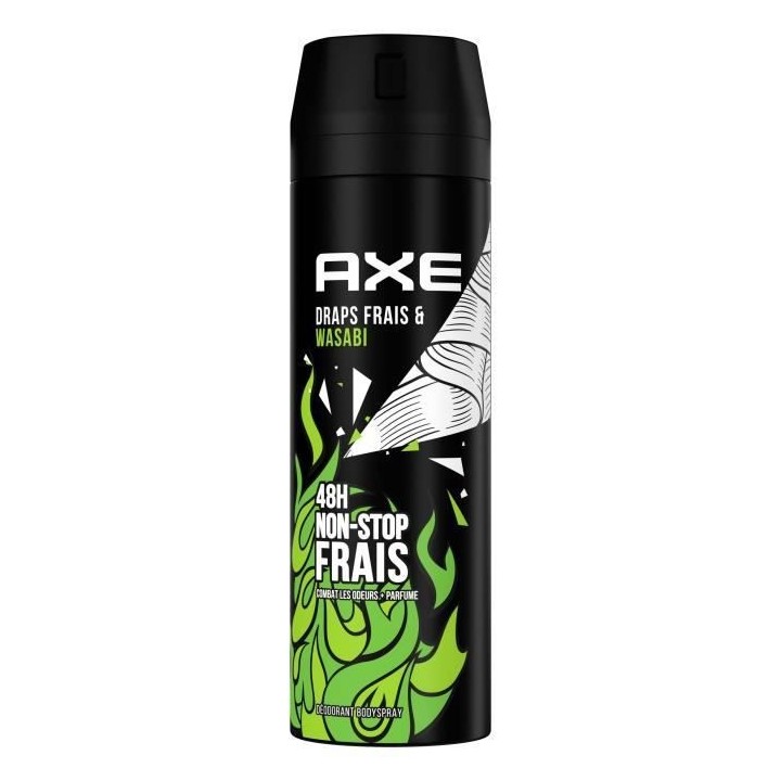 AXE Déodorant Homme Draps Frais & Wasabi Bodyspray - 48h de Fraîcheu