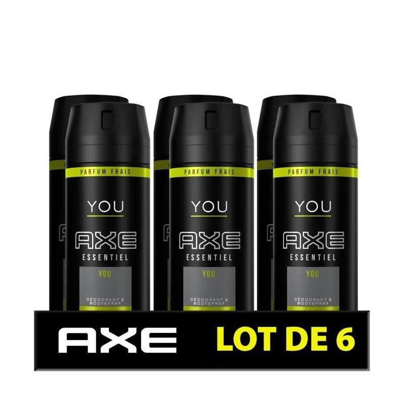 AXE Déodorant Homme You Bodyspray - 24h de Fraîcheur Non-Stop - Antibactérien - Lot de 6 x 150 ml - 900 ml