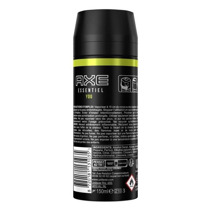 AXE Déodorant Homme You Bodyspray - 24h de Fraîcheur Non-Stop - Anti