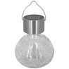 Lampion solaire Inox décoratif verre craquelé H 11 cm