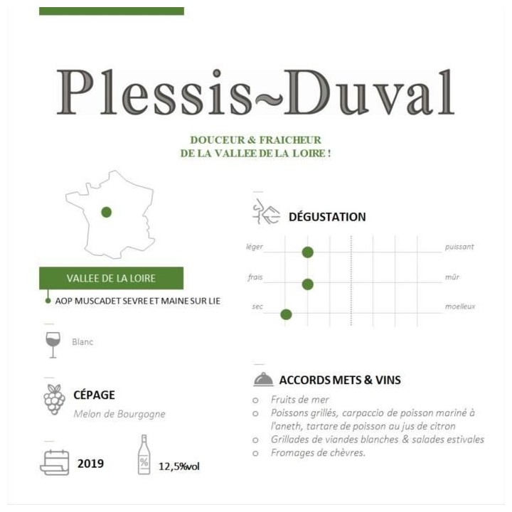 Plessis-Duval 2020 Muscadet Sevre et Maine sur Lie - Vin blanc de Loir