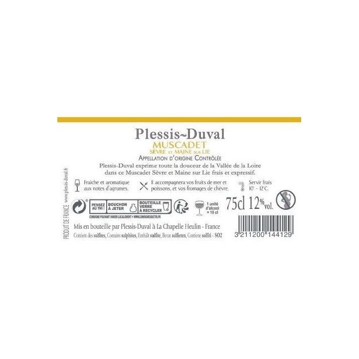 Plessis-Duval 2020 Muscadet Sevre et Maine sur Lie - Vin blanc de Loir