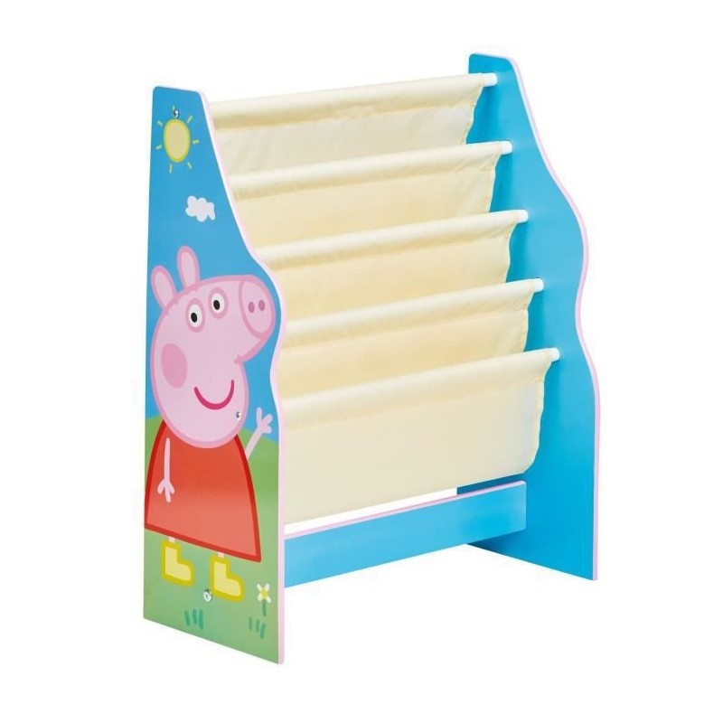 Bibliotheque Peppa Pig en MDF, compartiments en polyester. 23x51x60 cm.