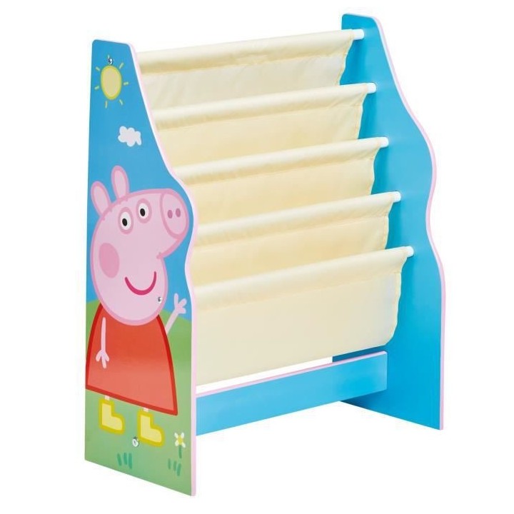 Bibliotheque Peppa Pig en MDF, compartiments en polyester. 23x51x60 cm
