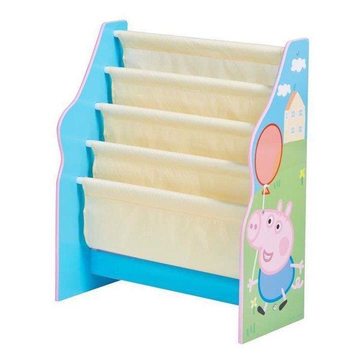 Bibliotheque Peppa Pig en MDF, compartiments en polyester. 23x51x60 cm