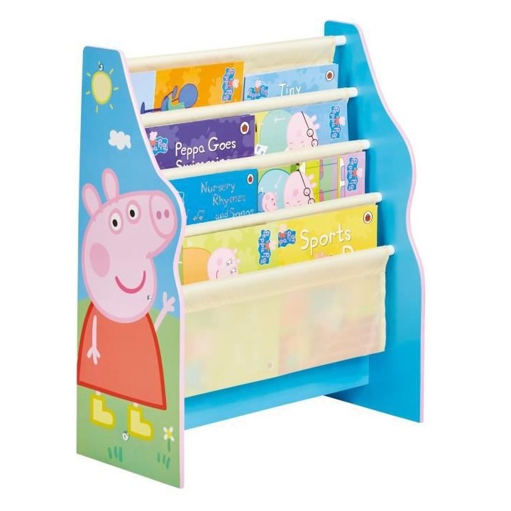 Bibliotheque Peppa Pig en MDF, compartiments en polyester. 23x51x60 cm