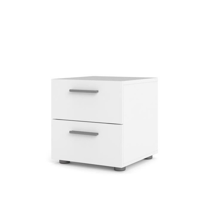 TVILUM Chevet 2 tiroirs - Blanc - L 40 x P 40 x H 42 cm - TYHJA