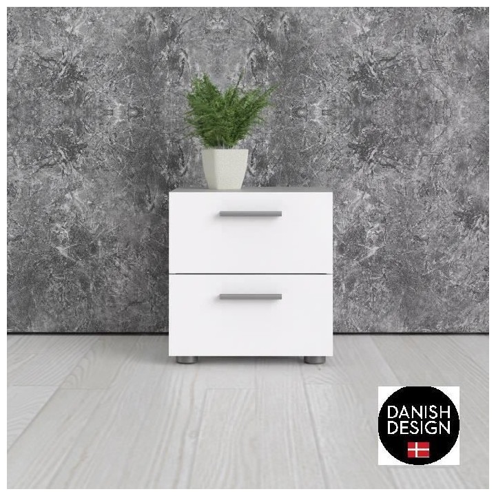 TVILUM Chevet 2 tiroirs - Blanc - L 40 x P 40 x H 42 cm - TYHJA