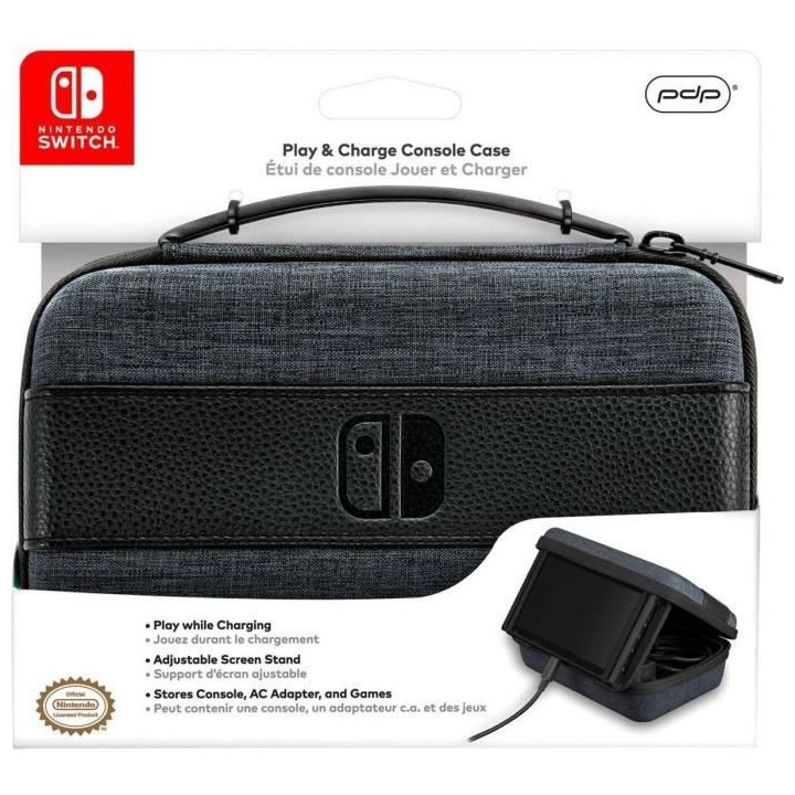 PDP Sacoche Play & Charge Grise et Noire Pour Nintendo Switch - Logo N
