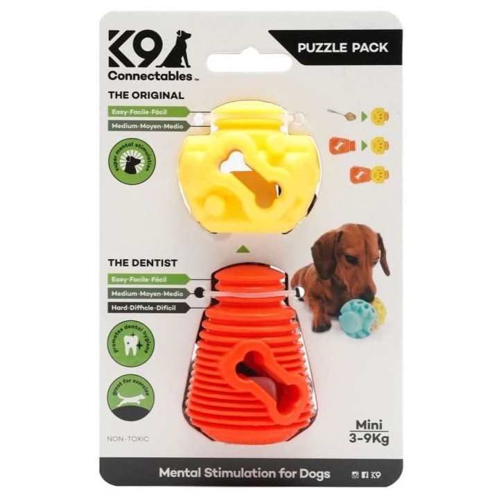 Extension de 2 pieces K9 Connectables MINI - Orange/Jaune