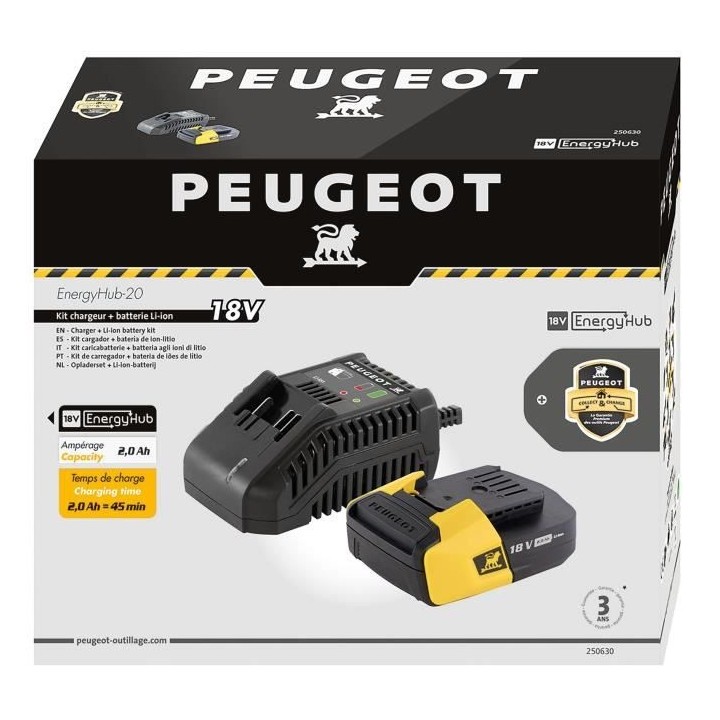 PEUGEOT Chargeur + batterie 2,0Ah - Energyhub