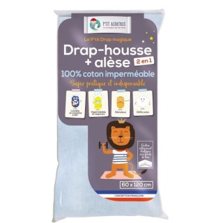 P'TIT ALBATROS Alese et drap-housse coton 2 en 1 - 60 x 120 cm
