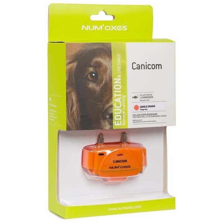 NUM'AXES - Collier seul - CANICOM - avec plasturgie orange et sangle o
