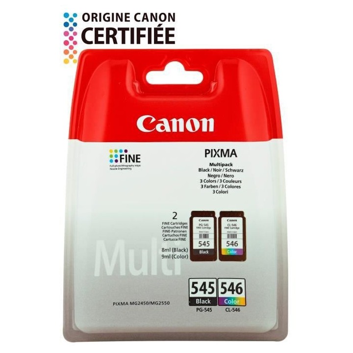 CANON Pack 2 cartouches d'encre PG545 / CL546 Noir + Couleur