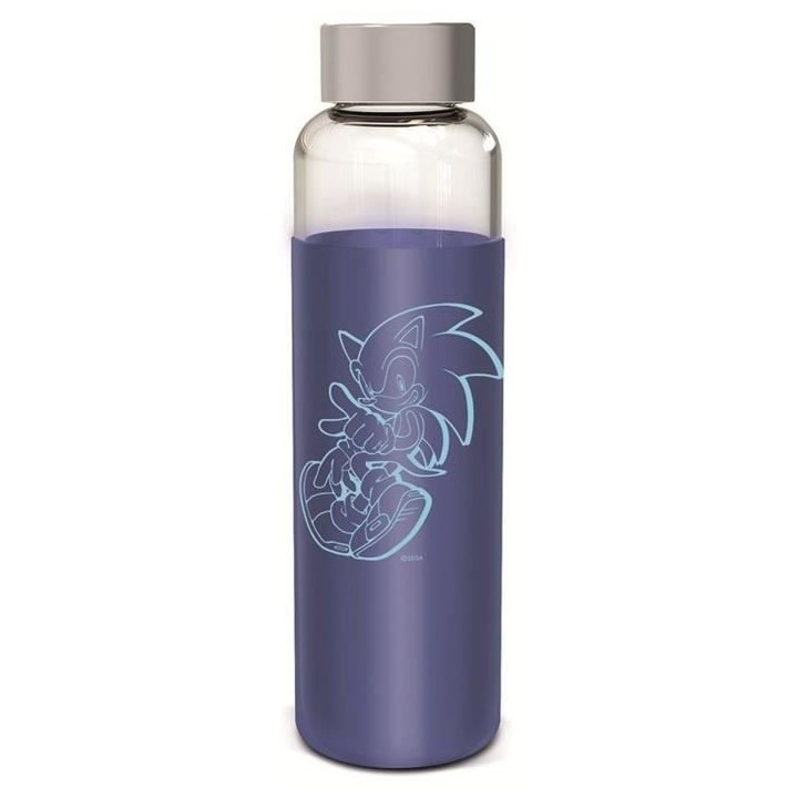 STOR - Sonic - Bouteille - En Verre avec manchon Silicone - Réutilisa