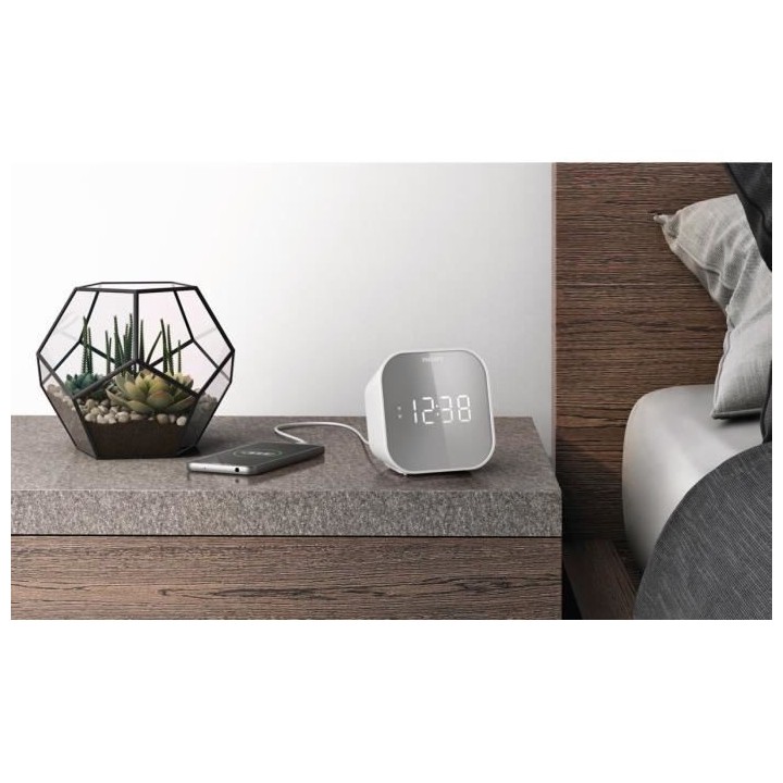 Philips - TAR4406 - Radio Réveil- Finition miroir - Tuner FM numériq