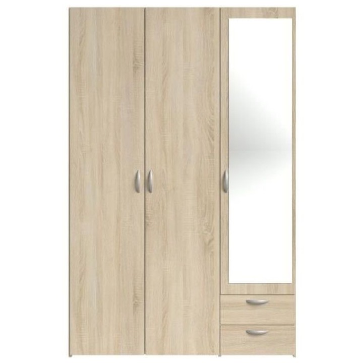 PARISOT Armoire - Décor chene - 3 portes avec miroir - L 120 x P 51 x