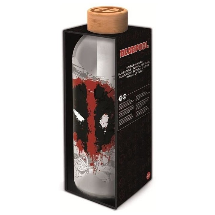 STOR - Deadpool - Bouteille Large - En Verre avec manchon Silicone - R