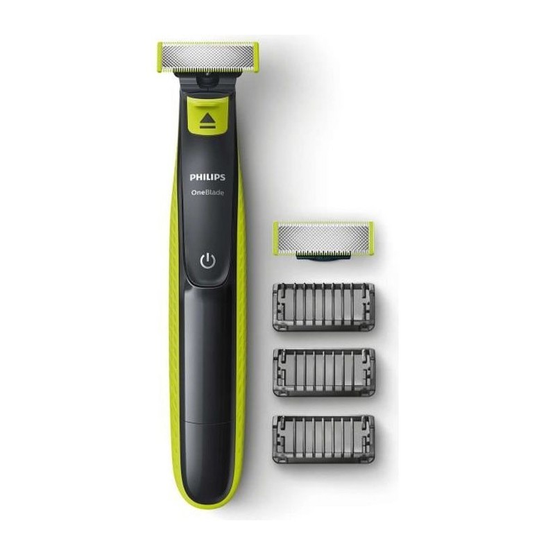 PHILIPS QP2520/30 - Rasoir/Tondeuse OneBlade - 100% étanche - 3 sabots clipsables pour barbe + une lame de rechange - Sans fil