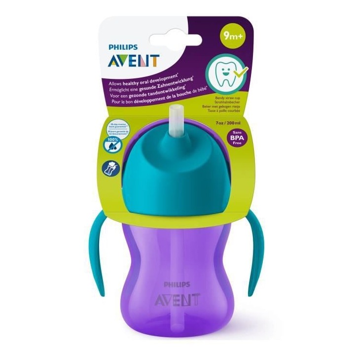 PHILIPS AVENT SCF796/02 Tasse a paille - 200ml - 9 mois+ - Paille flex