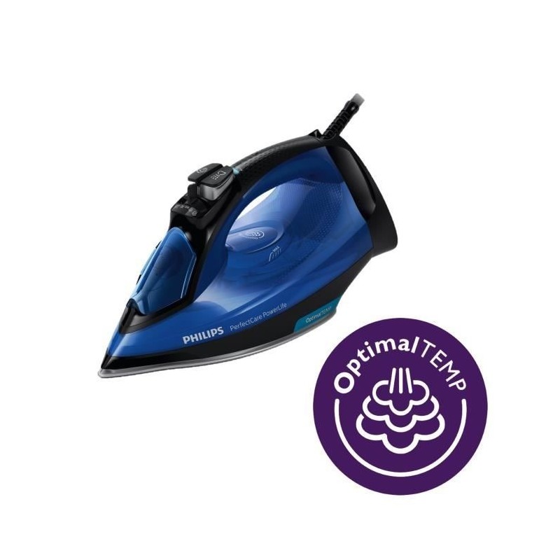 PHILIPS Fer a repasser PerfectCare Powerlife GC3920/20, 2500W, Pressing 180 g/min, Débit vapeur 45 g/min, Systeme sans réglage