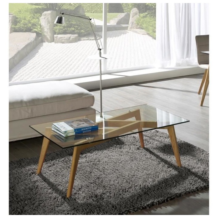 Table salon rectangle - L 120 x P 70 x H 45 cm - Anis frene