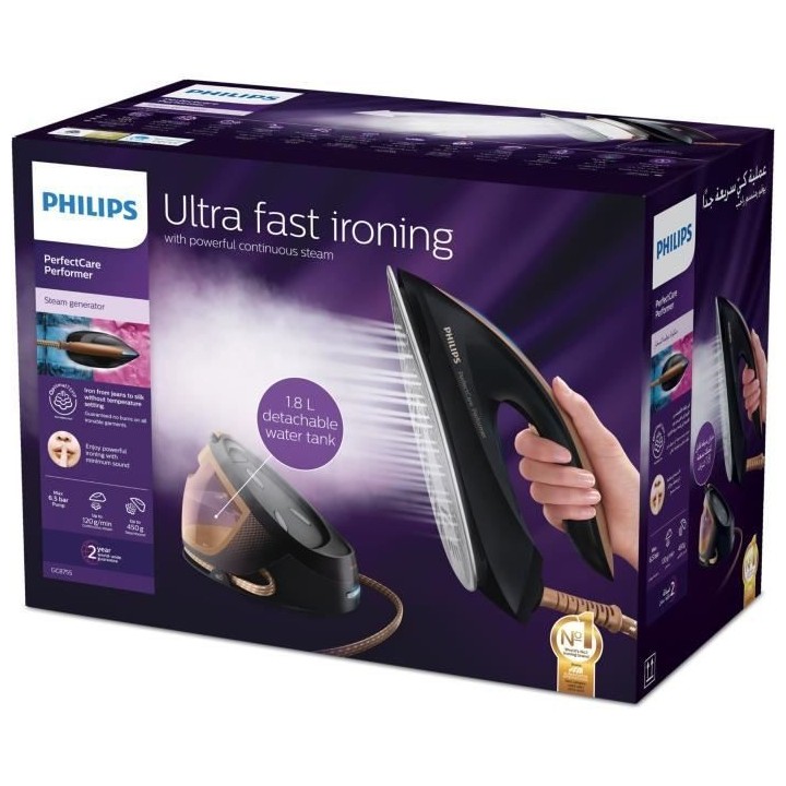 PHILIPS Centrale vapeur PerfectCare Performer GC8755/80, 6,5 bars, Pre