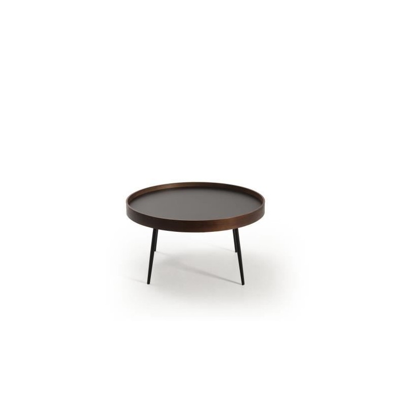 Table salon - Noyer et noir - - L 80 x P 80 x H 40 cm - ROSA