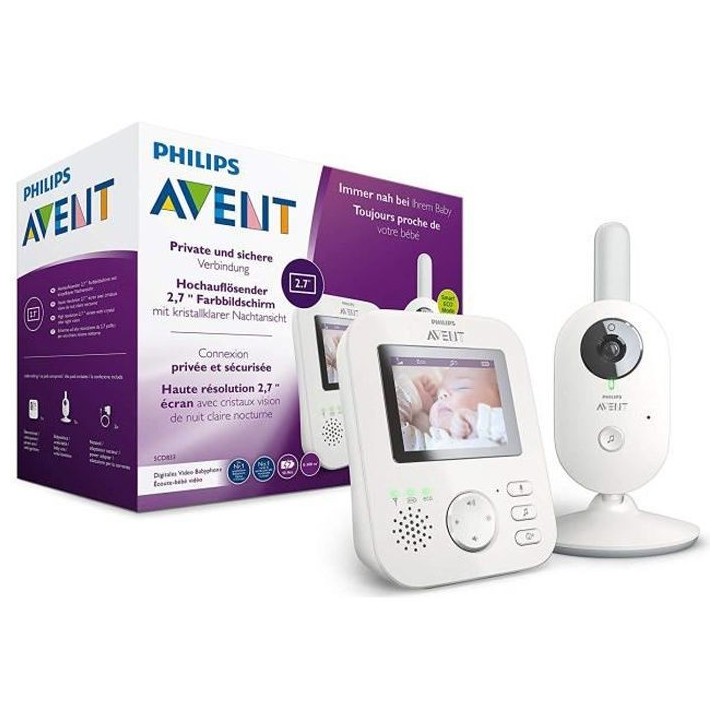 PHILIPS AVENT SCD833/26 Ecoute bébé Vidéo connecté - Mode Smart Ec
