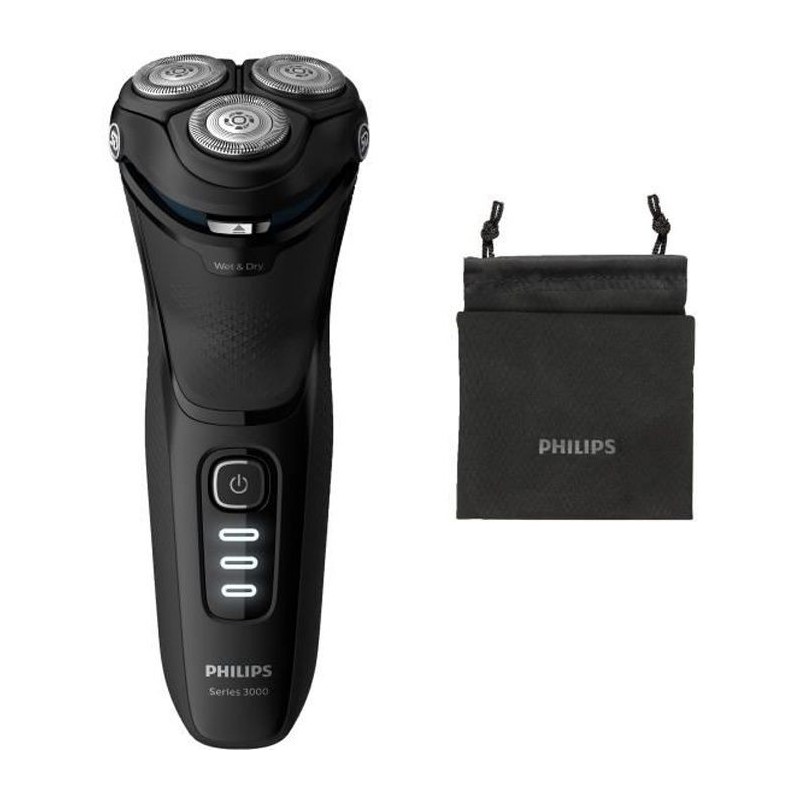 PHILIPS S3233/52 - Rasoir électrique Series 3000 - 100% étanche - 60 min d'autonomie - Trousse de voyage