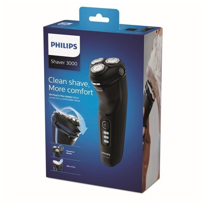 PHILIPS S3233/52 - Rasoir électrique Series 3000 - 100% étanche - 60