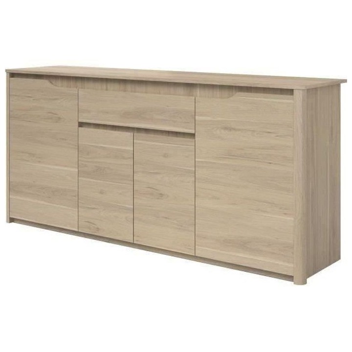 Buffet bas - Panneaux de particules - Décor chene dakota - 4 portes +