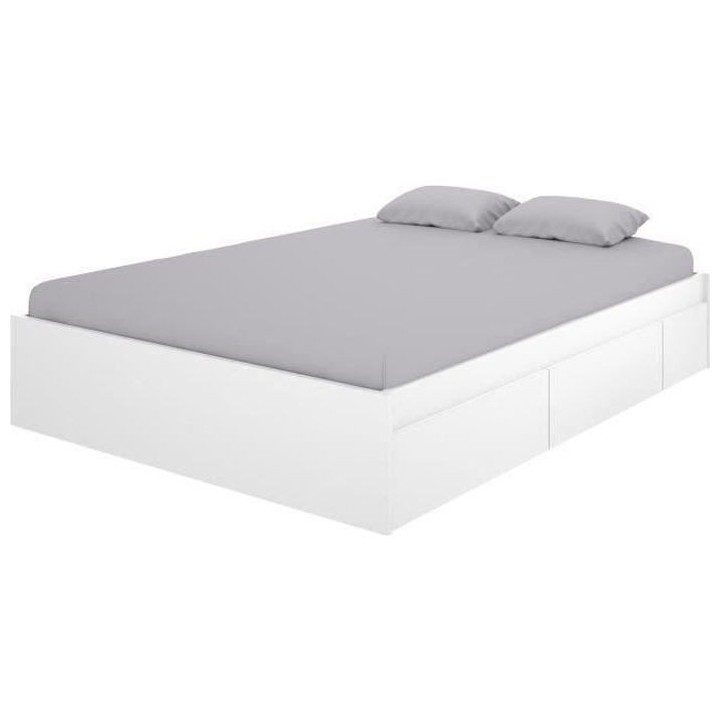 Lit adulte contemporain 140x190 cm avec 4 tiroirs - ALICE