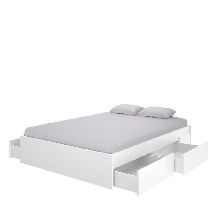 Lit adulte contemporain 140x190 cm avec 4 tiroirs - ALICE