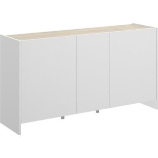 Buffet contemporain 3 portes- Décor chene et blanc - L 138 x P 42 x H